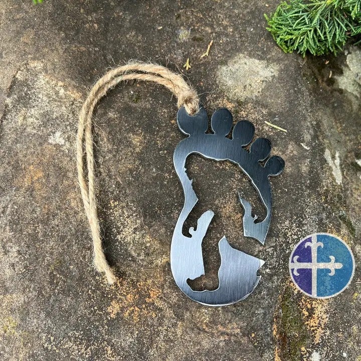 Bigfoot Sasquatch Metal Ornament Footprint