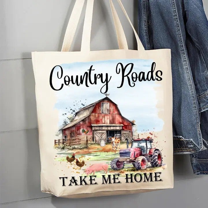 Country Roads Take Me Home Canvas Tote Bag
