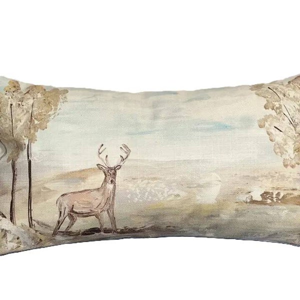 Deer in Field Lumbar Pillow 12x24