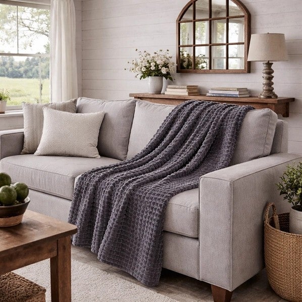 Textured Waffle Throw Blanket- 60" x 80"- Slate