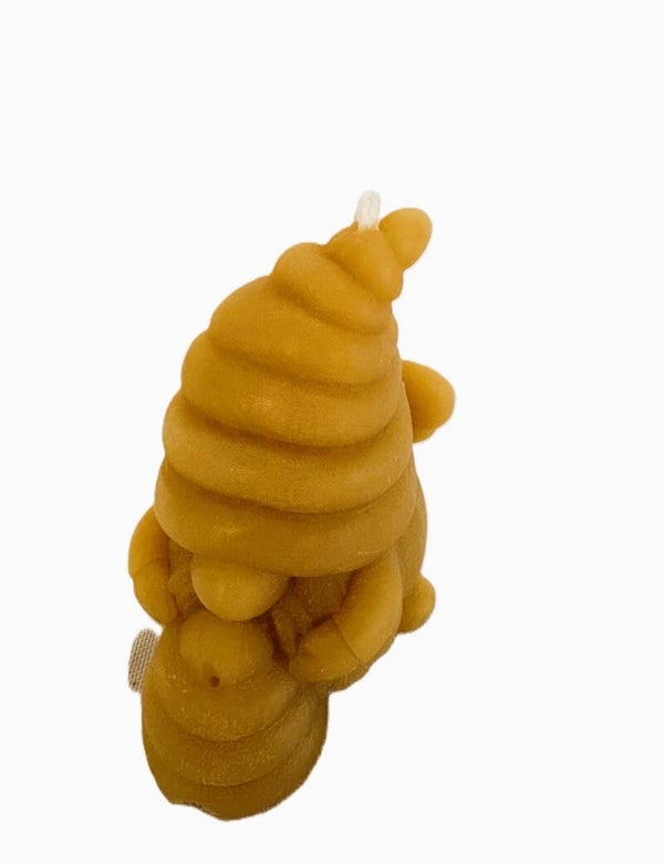 Bee Hive Beekeeper Gnome Beeswax Candle