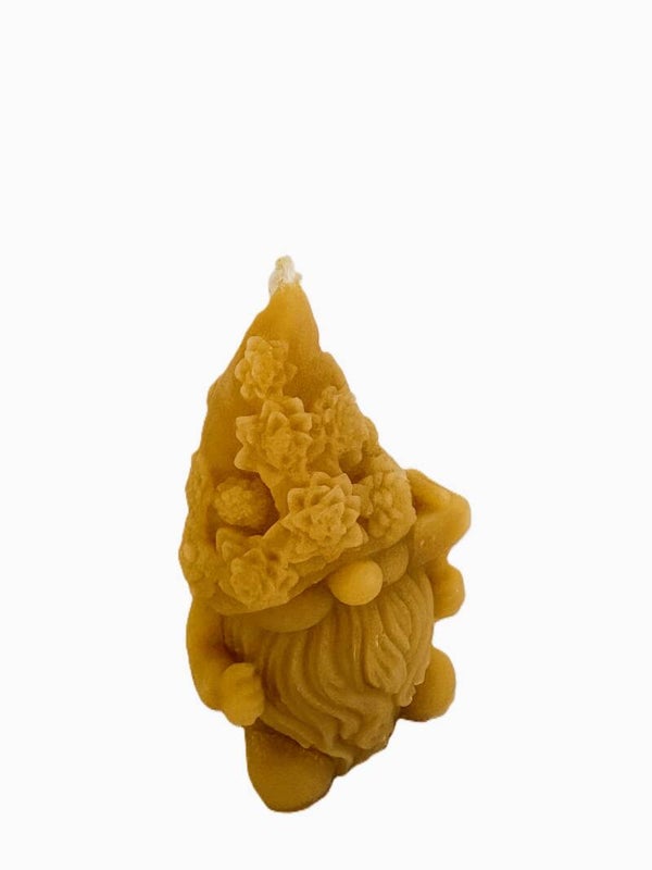 Flower Child Beekeeper Gnome Beeswax Candle