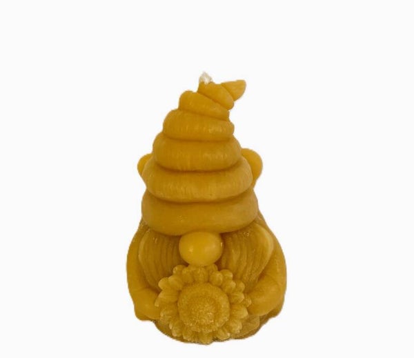 Sunflower Gnome Beeswax Candle
