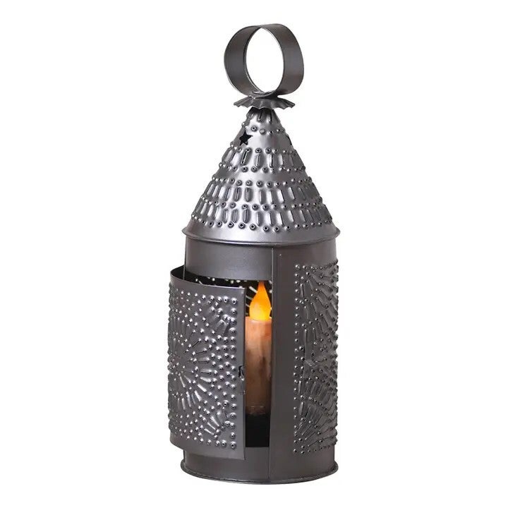 Baker's Lantern with Punch Designs in Smokey Black