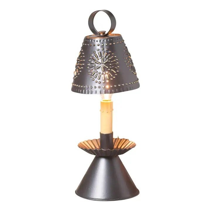 Colonial Accent Light with a Punched Tin Shade
