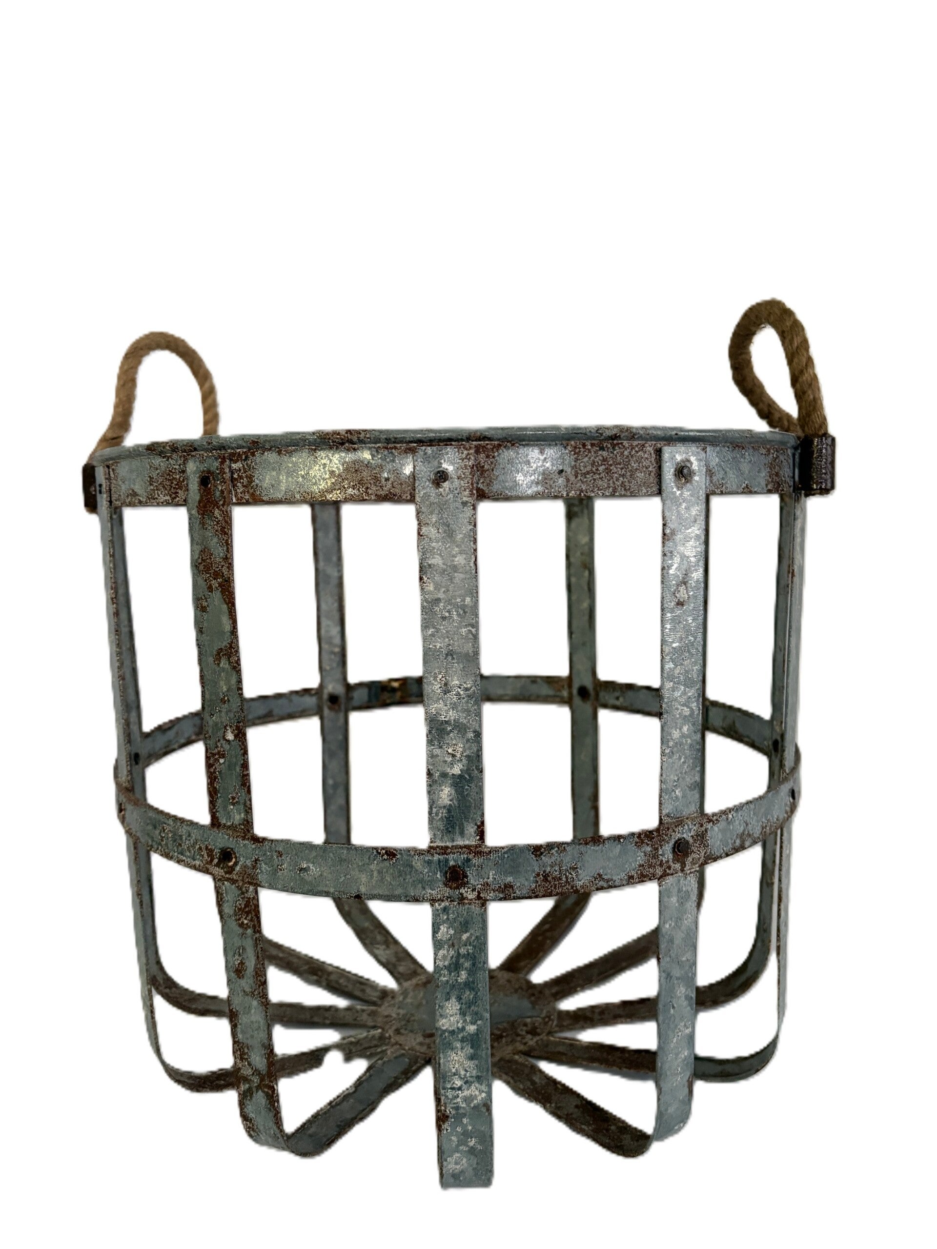 Rustic Round Metal Basket- Large