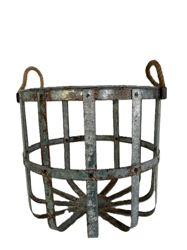 Rustic Round Metal Basket- Large