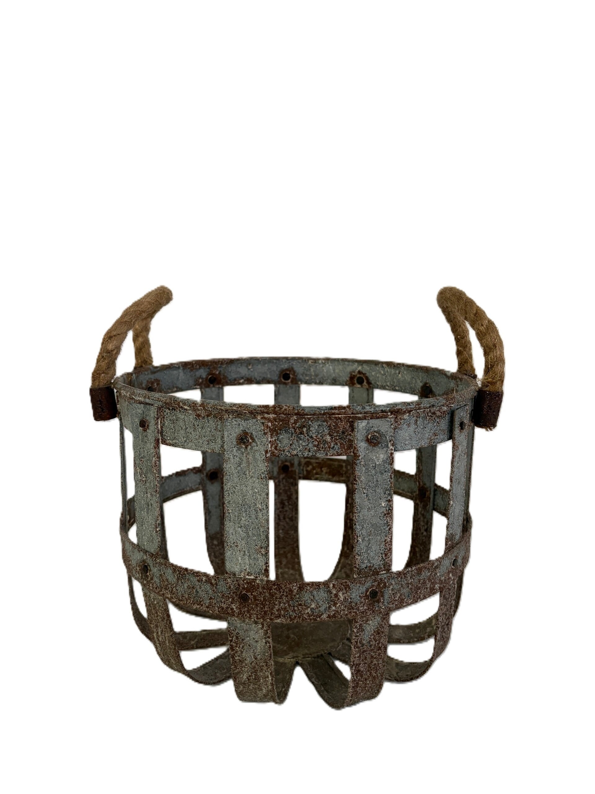 Rustic Round Metal Basket- Small