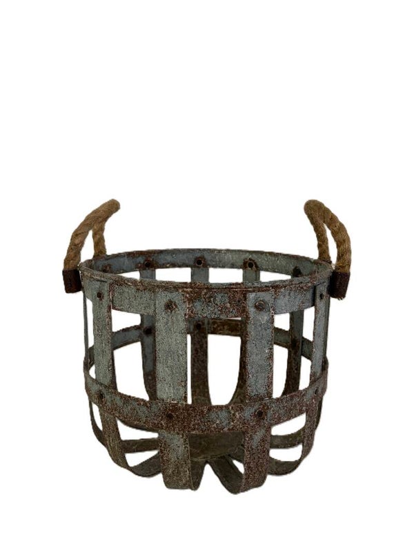 Rustic Round Metal Basket- Small