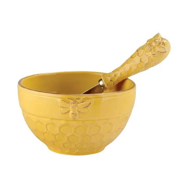 Bee Honeycomb Bowl and Spreader Set