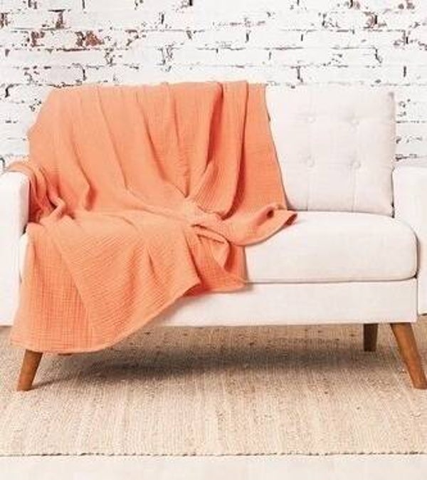 Cotton Gauze 4-Layer Throw- orange 50 x 60