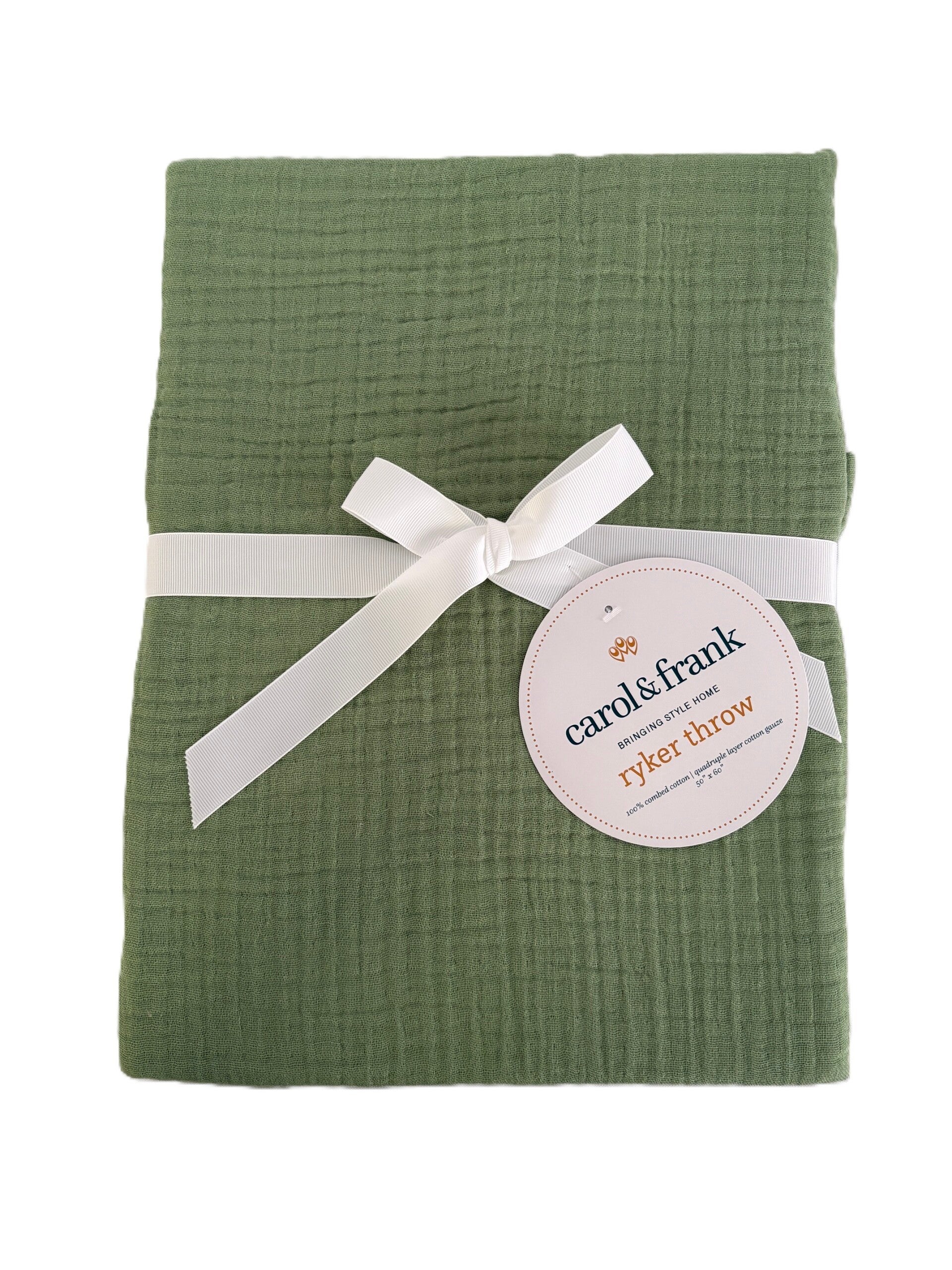 Cotton Gauze 50 x 60 Throw- green