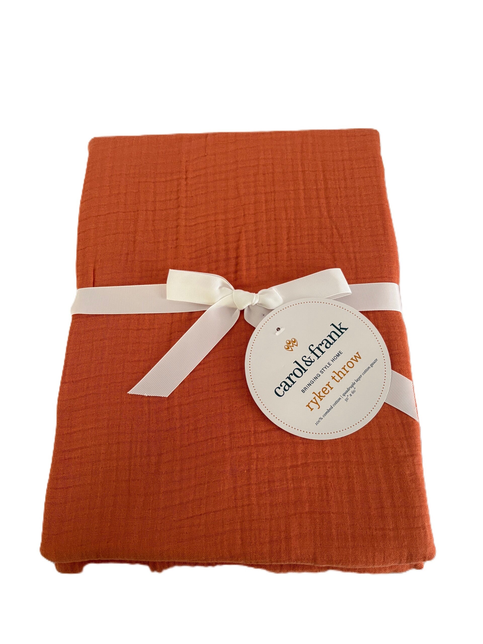 Cotton Gauze 50 x 60 Throw- orange