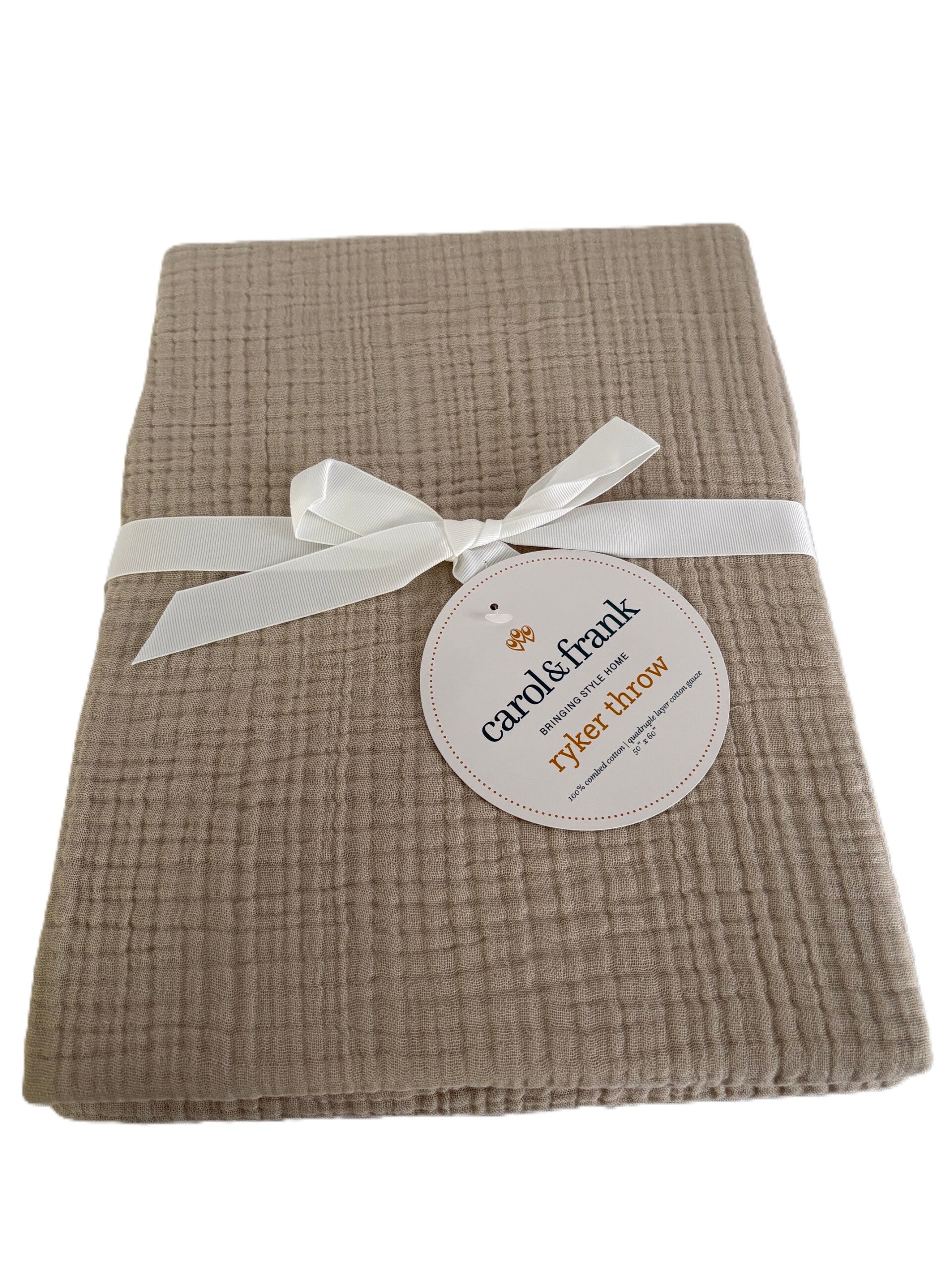 Cotton Gauze 50 x 60 Throw- tan