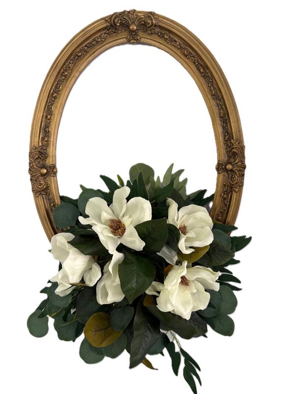 Vintage Gold Frame with Magnolia Flowers & Leaves
