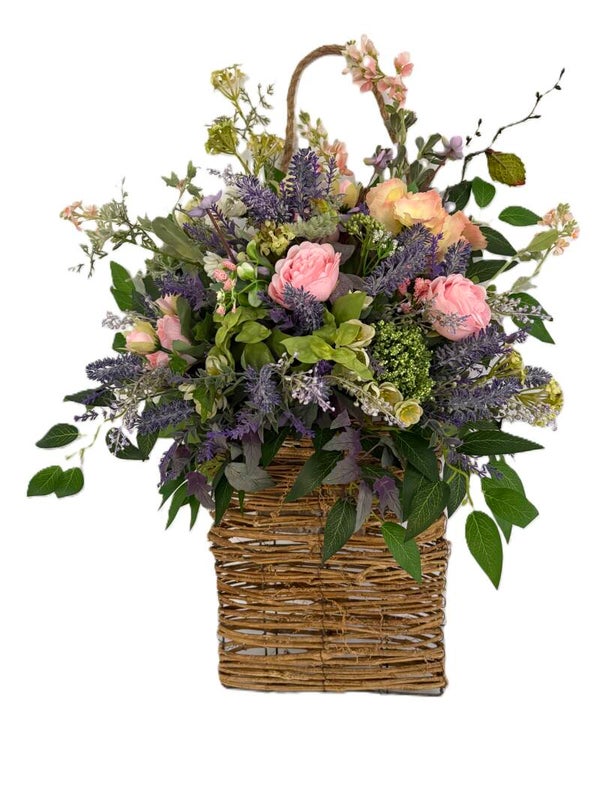 Wild Flower Rattan Hanging Basket Arrangement