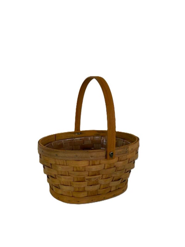 Medium Deep Oval Wood Chip Basket- Natural
