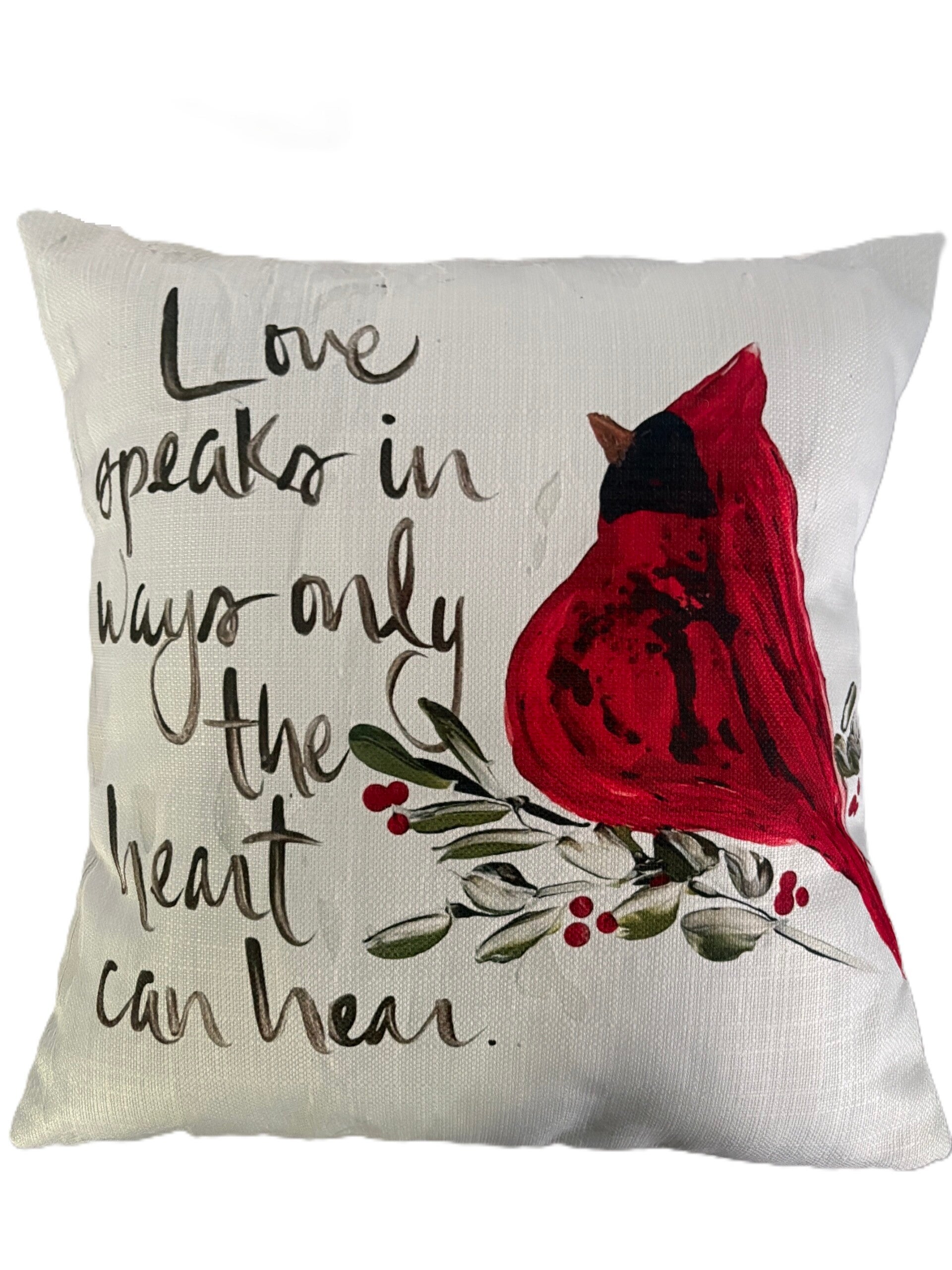 Love Speaks Cardinal Pillow 18x18