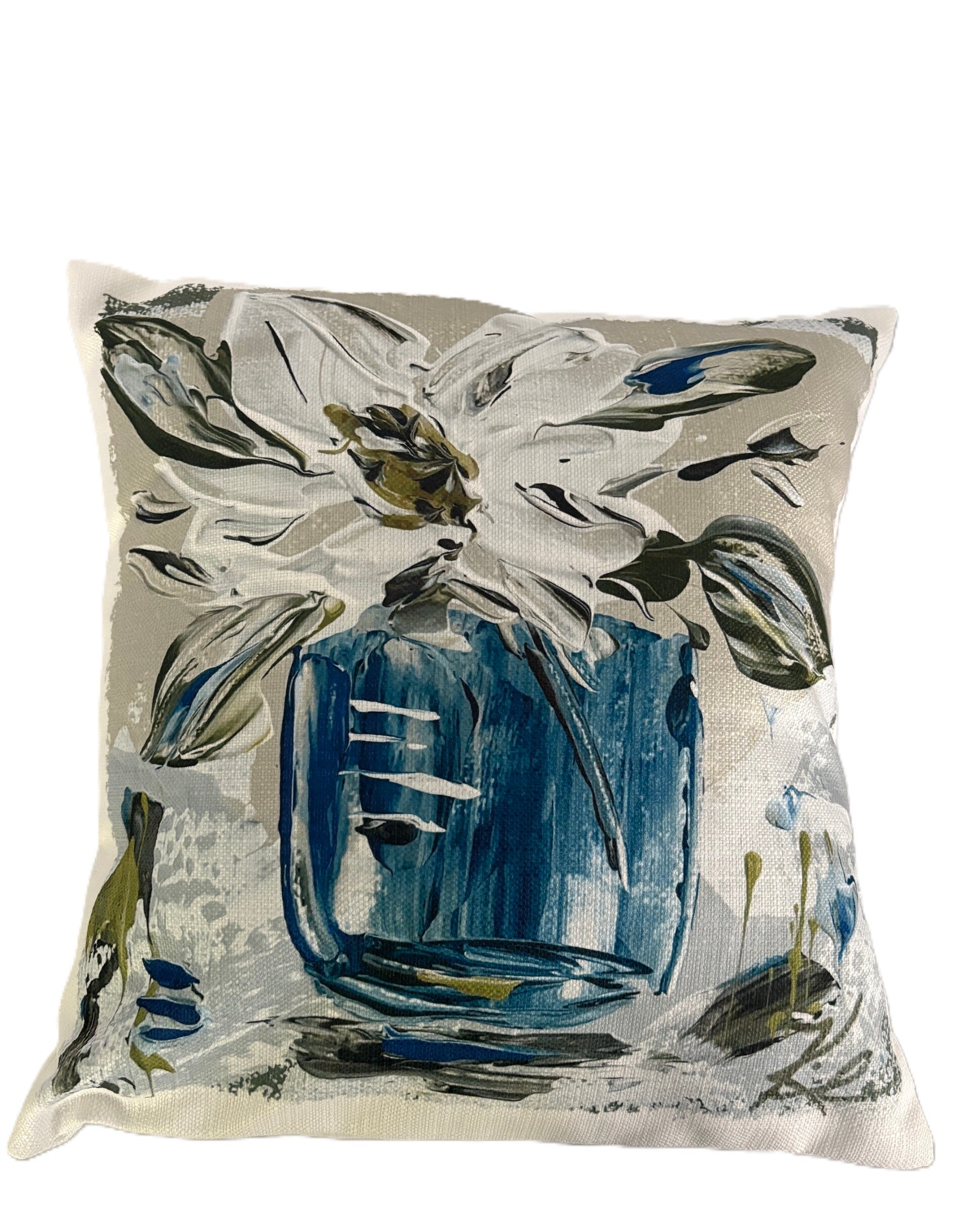 White Magnolia Pillow 18x18