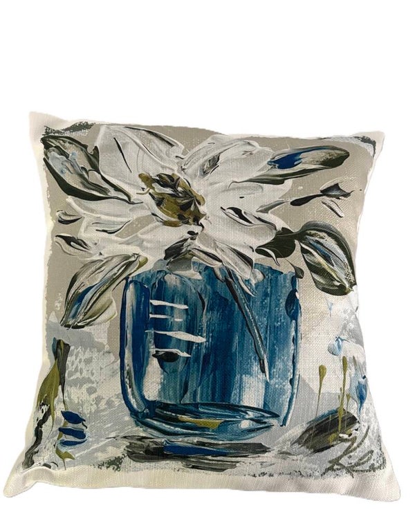 White Magnolia Pillow 18x18