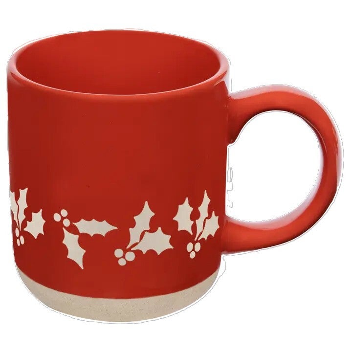 Red Holly Stoneware Coffee Mug 14oz.