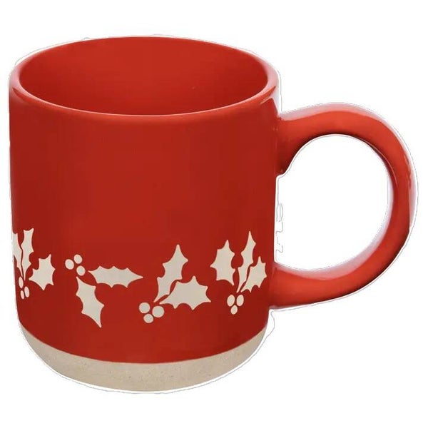 Red Holly Stoneware Coffee Mug 14oz.
