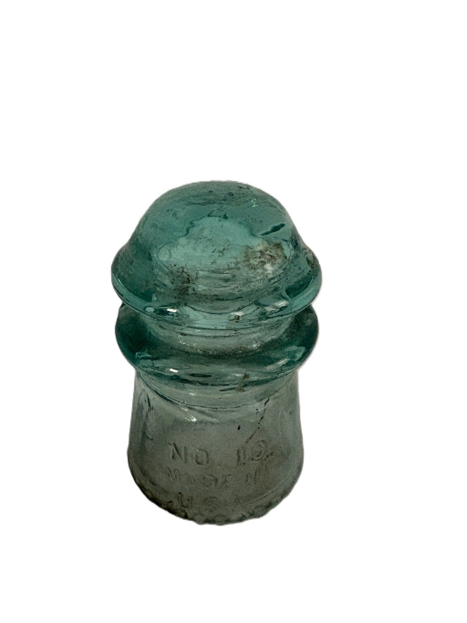 Vintage Aqua Glass Insulator Embossed