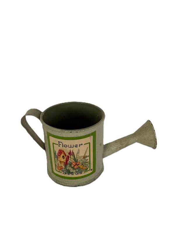 Vintage Flower Seeds Tin Mini Watering Can