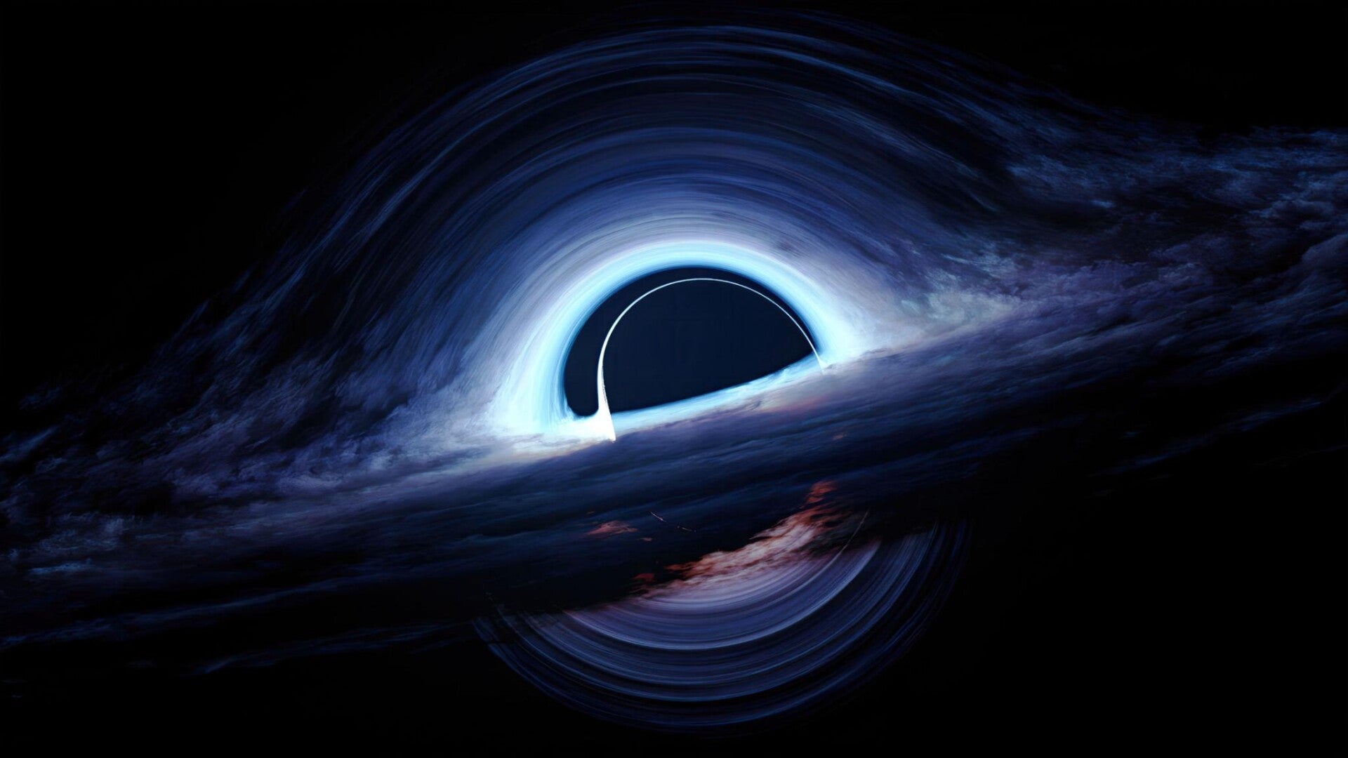 Cinematic depiction of a black hole inspired by science fiction.