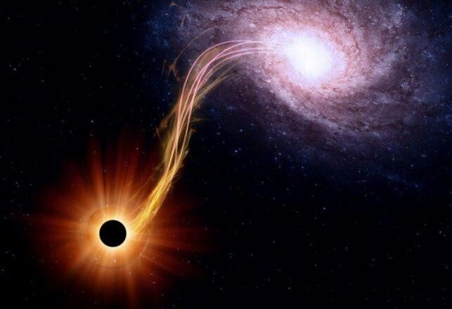 Artist's impression of a rogue black hole traveling through the Milky Way.