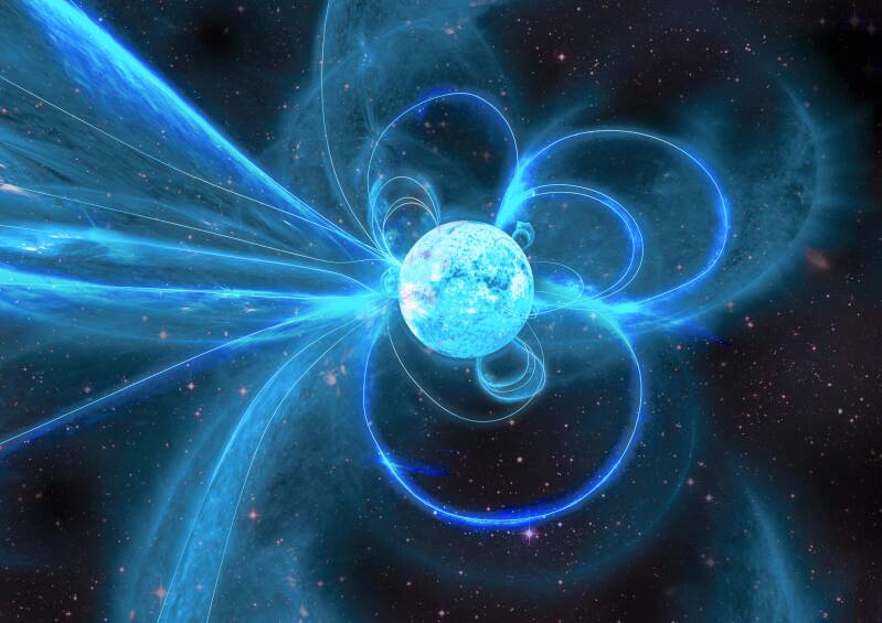 Artist's impression of a magnetar with one of the strongest magnetic fields in the universe.