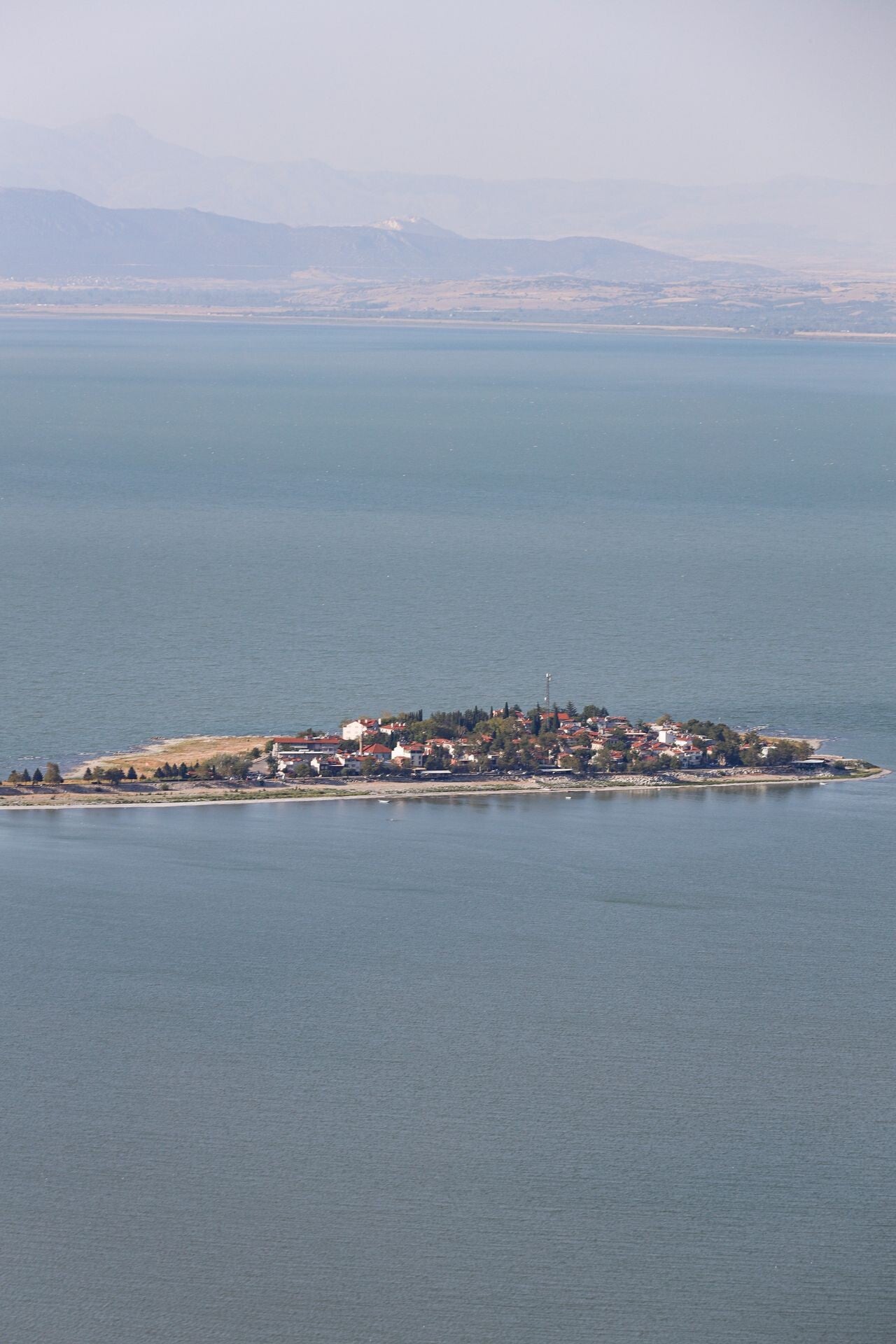 Mysterious remote island surrounded by ocean