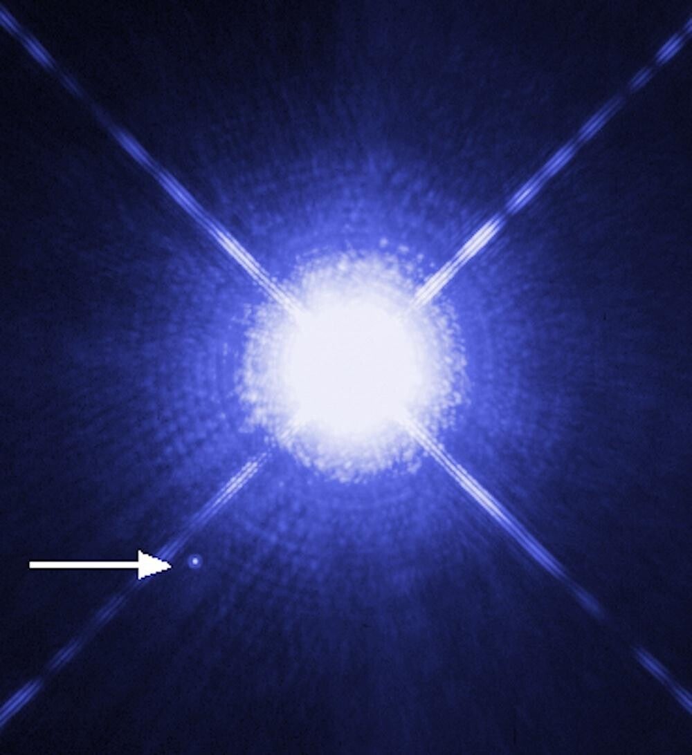 Sirius A and its smaller white dwarf companion Sirius B