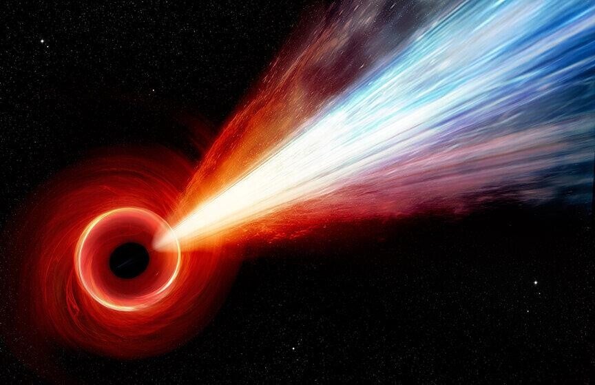 Relativistic jet from a black hole showing concentrated gamma-ray burst energy