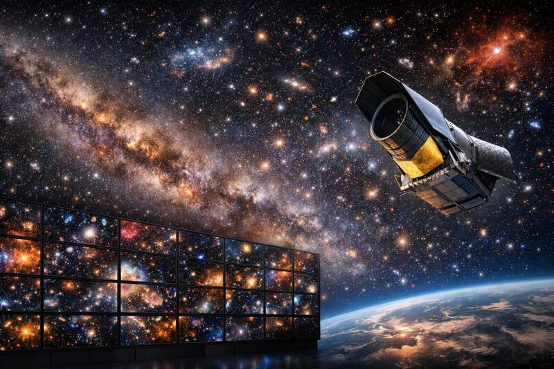 Modern space observatory studying distant regions of the universe.