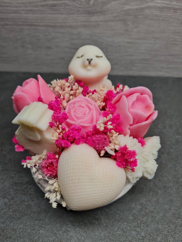 Blumengesteck Ostern rosa/pink/weiß