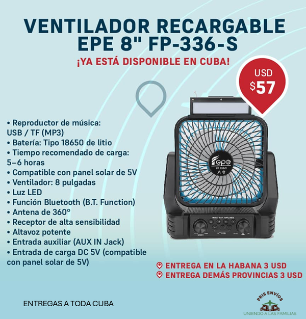 VENTILADOR RECARGABLE 8"