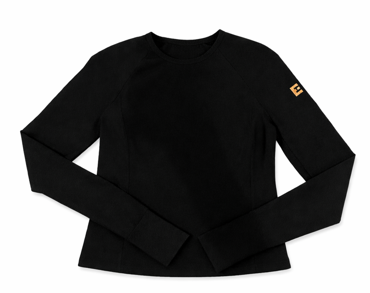 Black Ribbed Seamed Sweat Top