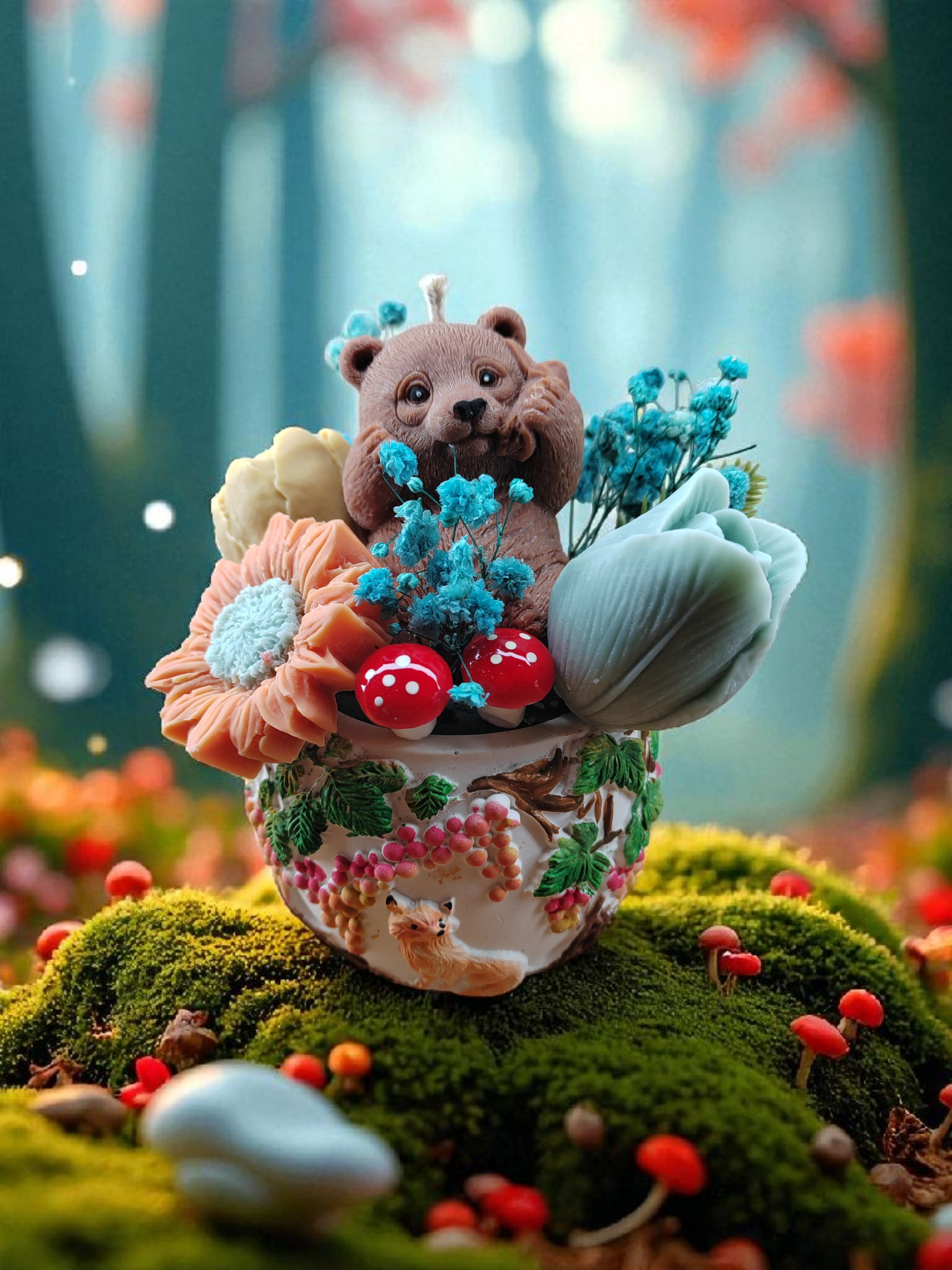 Bouquet bleu Ours Balade en Forêt