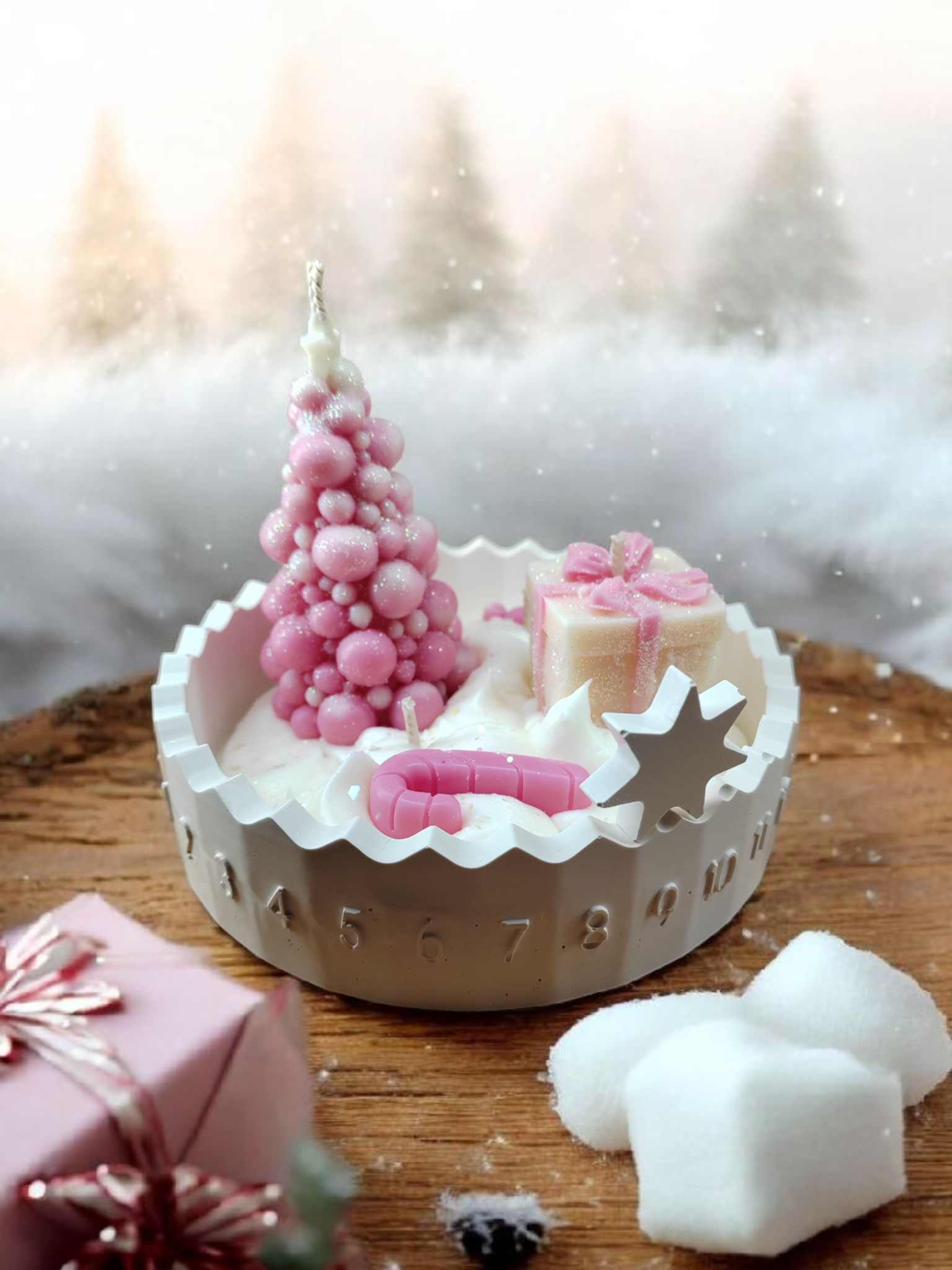 Bougie calendrier de l'avant Barbe à papa-Guimauve