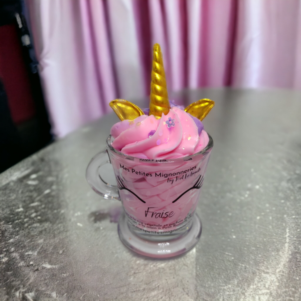Mini bougie chantilly Licorne Fraise