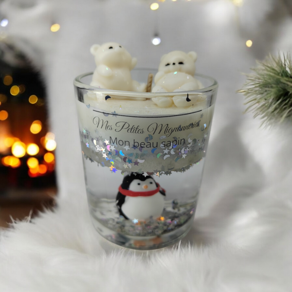 Bougie boule à neige de Noël Mon beau sapin