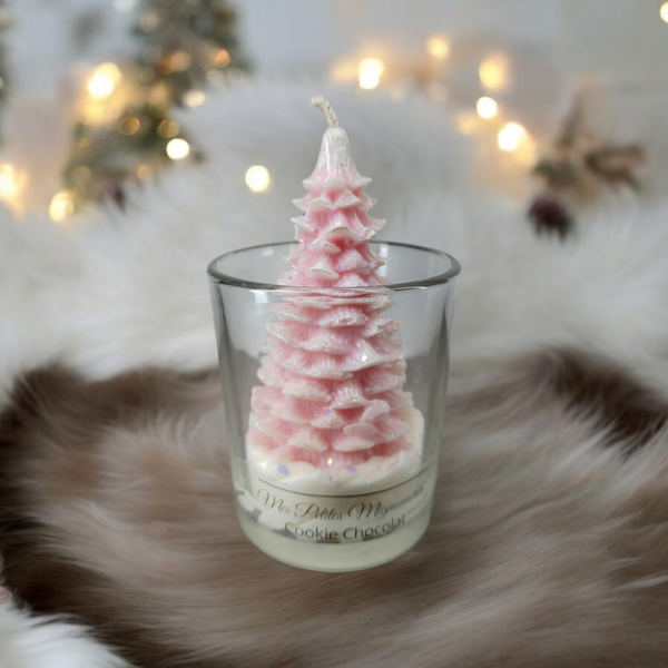 Bougie Sapin rose Cookie Chocolat