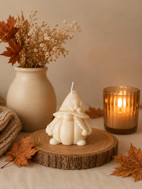 Bougie moulée « Gnome d’automne »