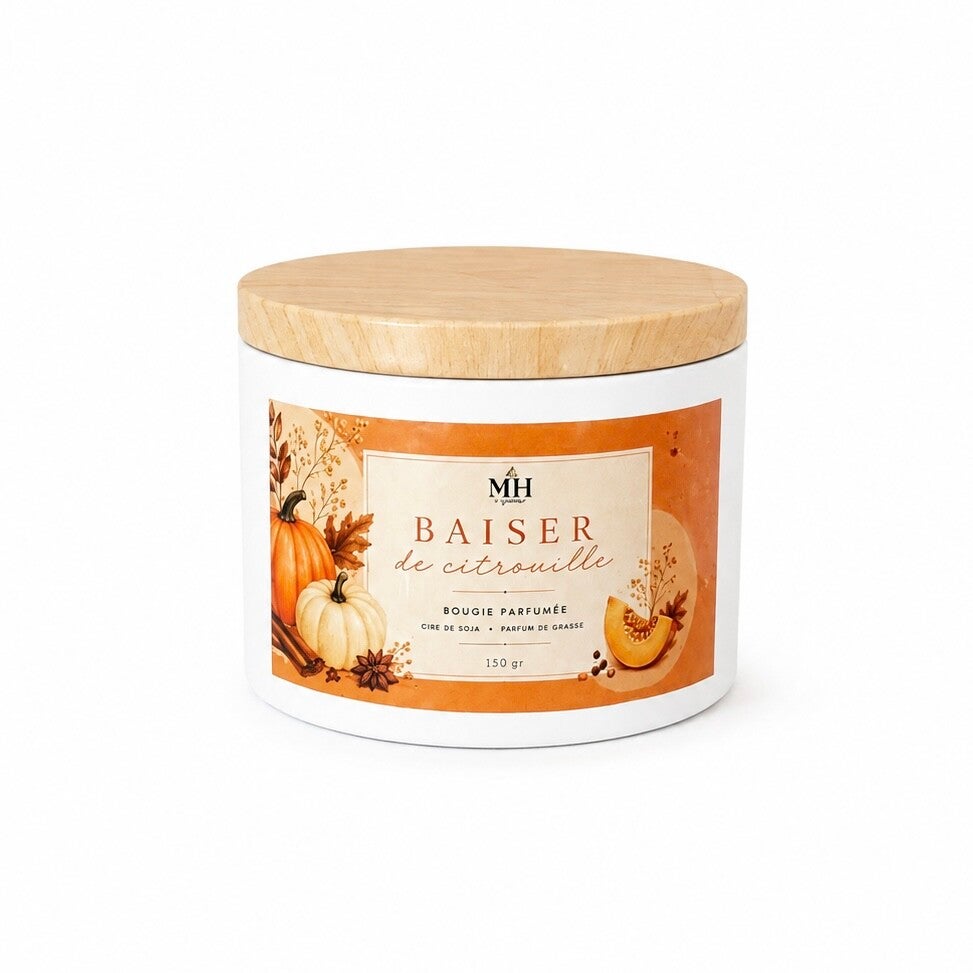 Bougie coulée « Baiser de citrouille »