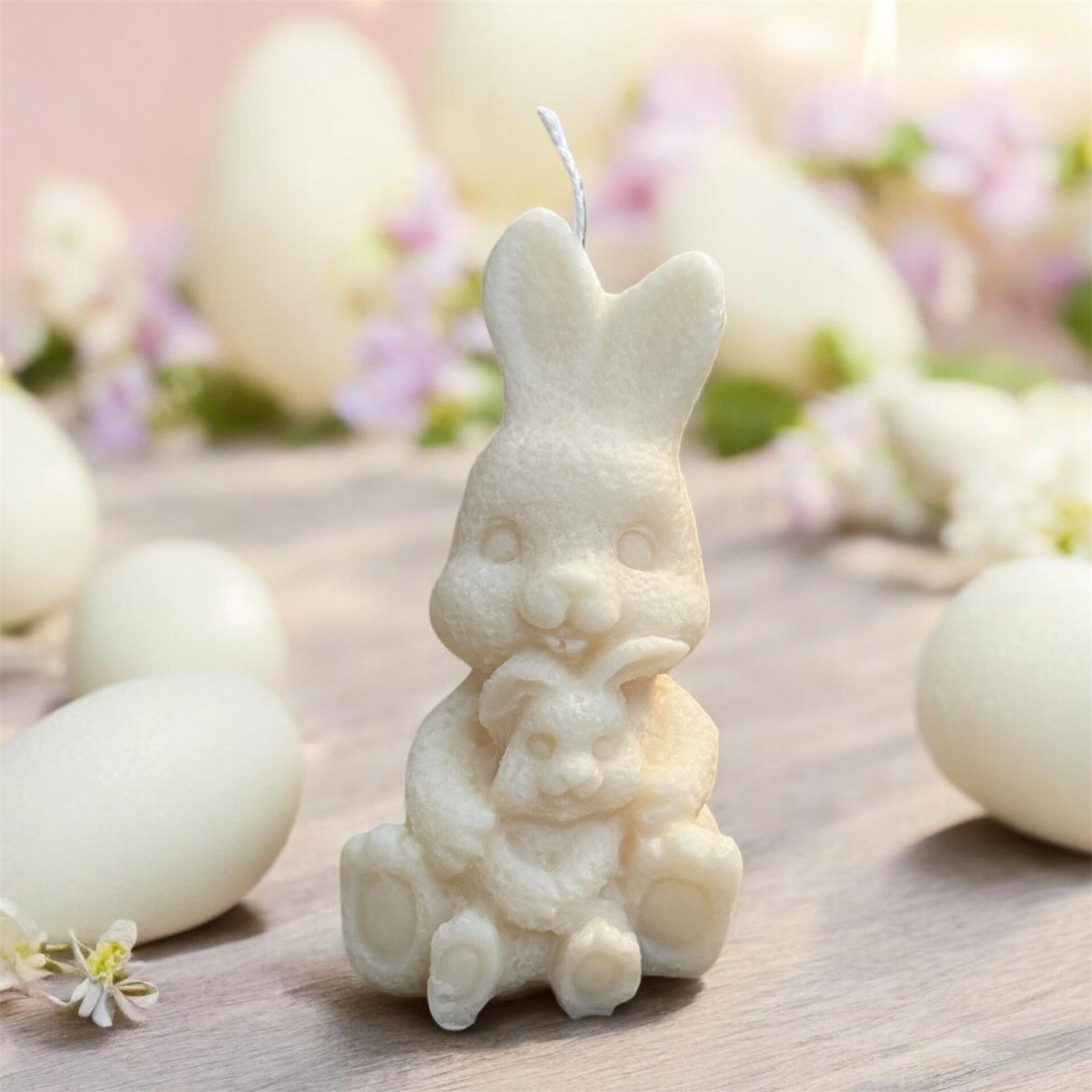 Bougie moulée « Duo de lapins » 🐇