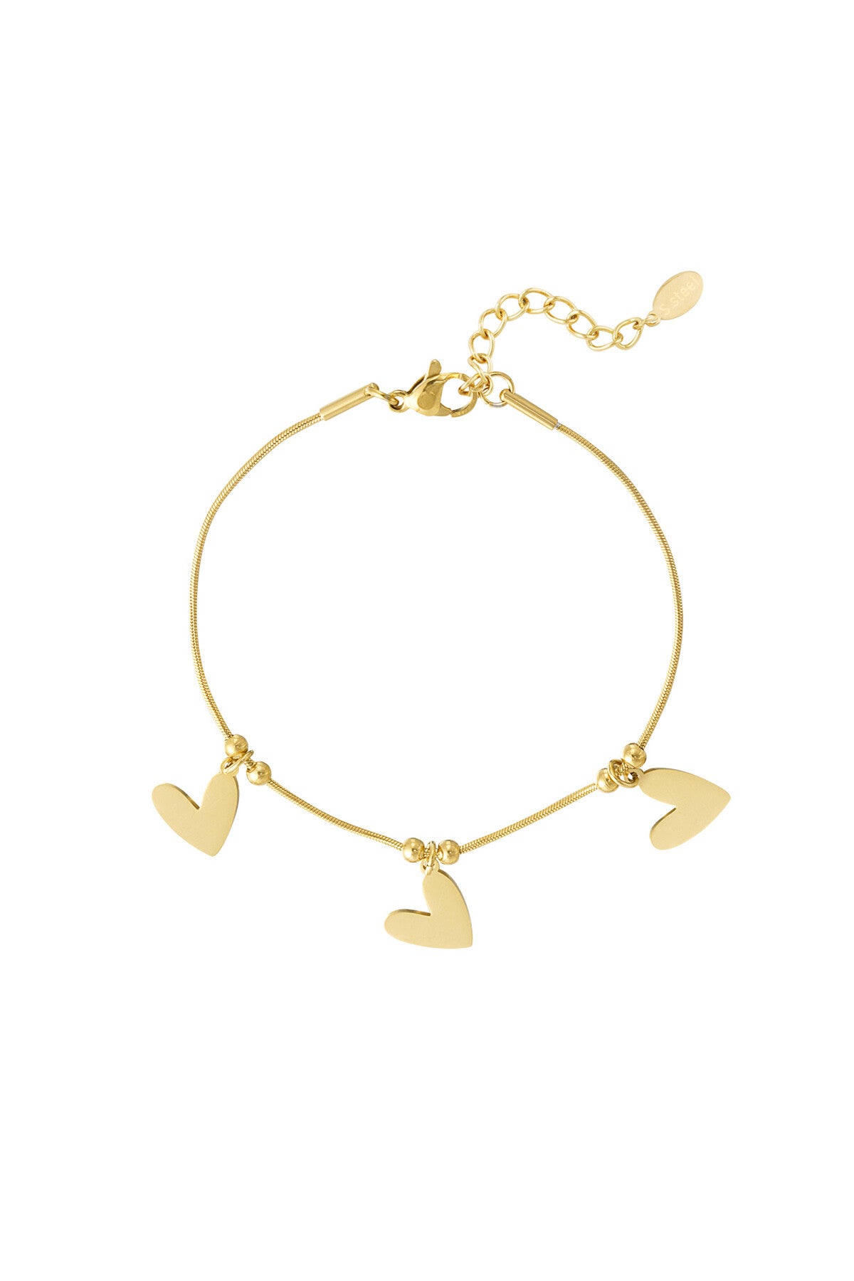 3 hearts  armband goud