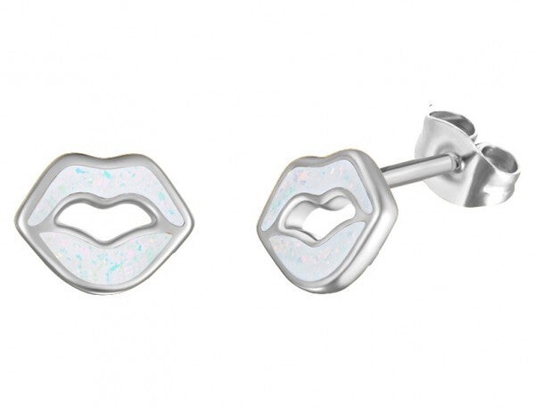 Witte Lip Studs Zilver