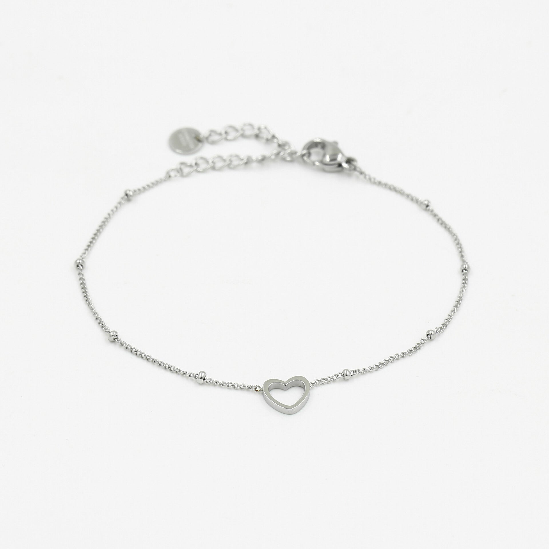 Bolletjes en open hart Zilver