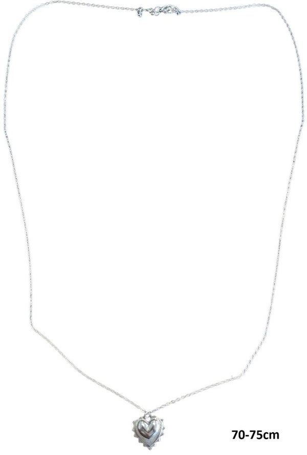 Lange ketting mini hart zilver